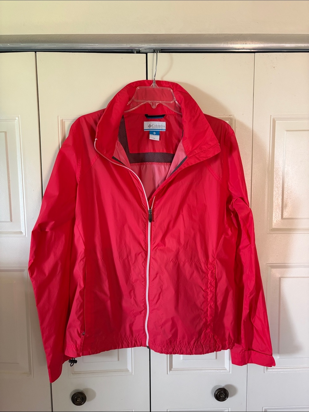 Columbia Windbreaker Orange Rolled Hooded Womens Unlined Packable Versatile SzXL